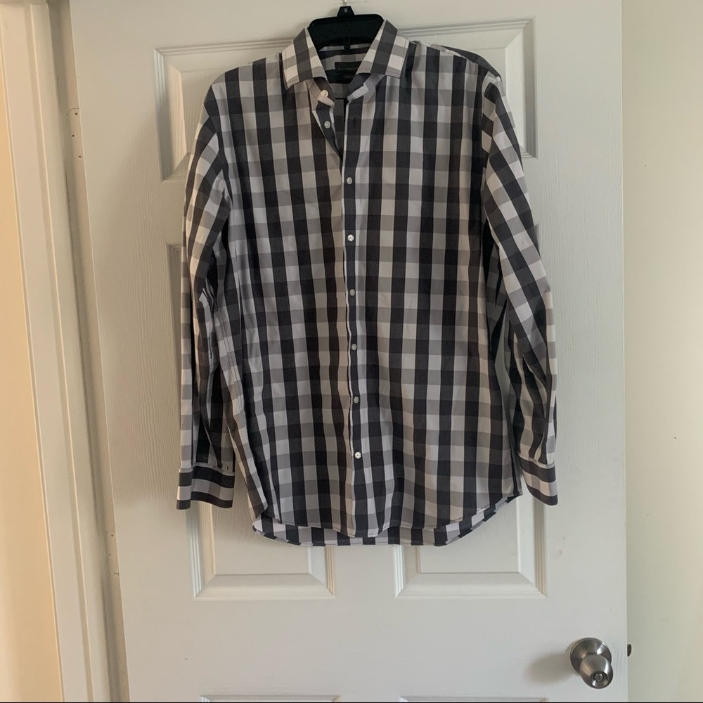 FINAL PRICE Grey white gingham dress shirt